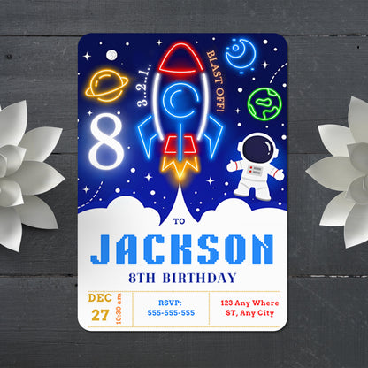 Space Birthday Invitation Template - CreativeRino