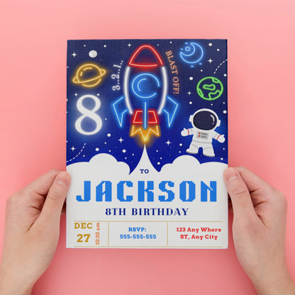 Space Birthday Invitation Template - CreativeRino