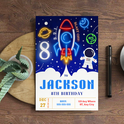 Space Birthday Invitation Template - CreativeRino