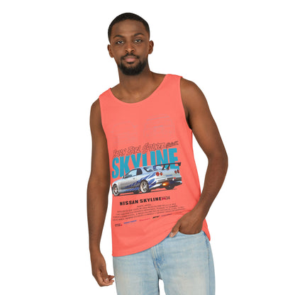 Nissan Skyline Unisex Garment-Dyed Tank Top - Cool Car Graphic T-shirt - CreativeRino