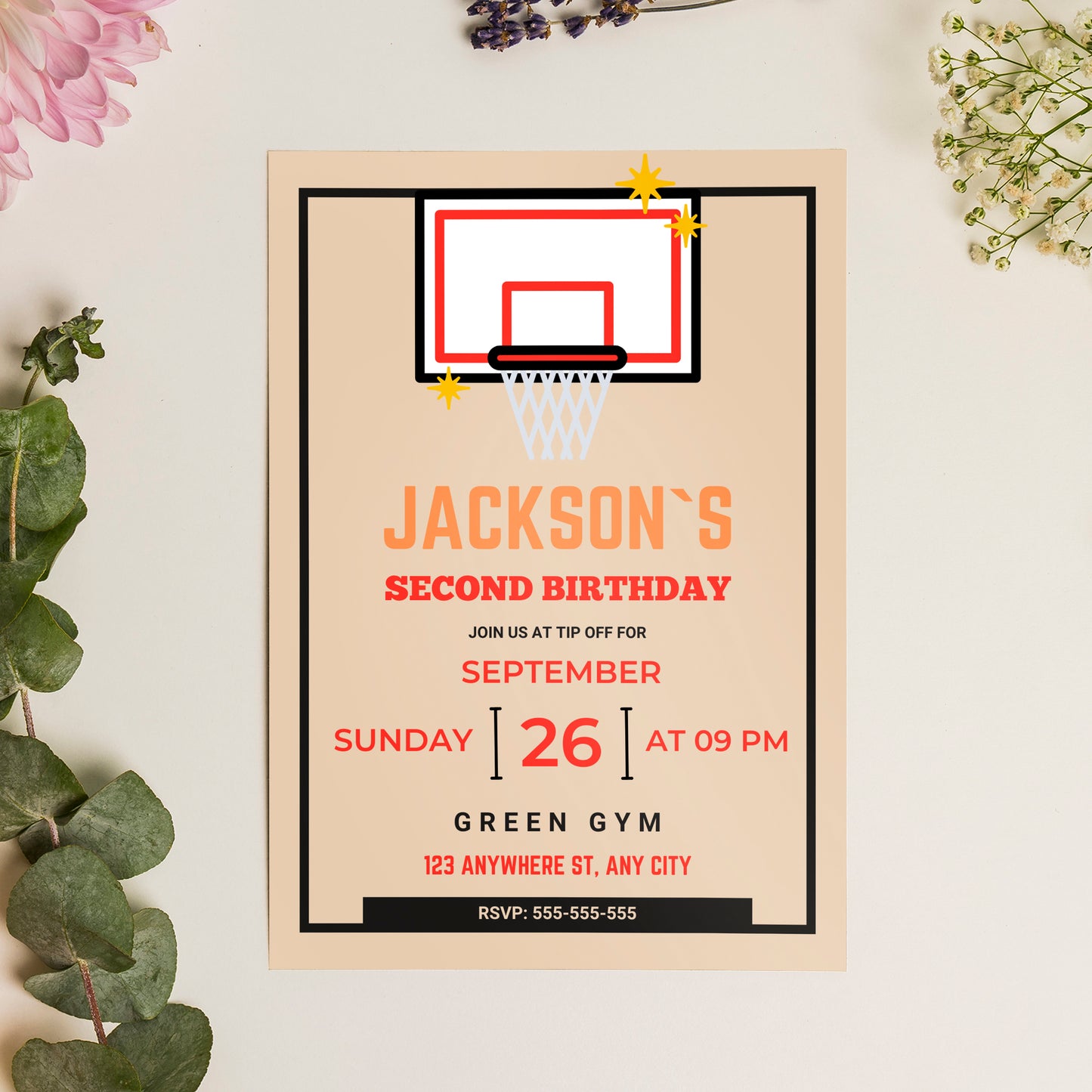 Rookie Of The Year Basketball Birthday Invitation Template