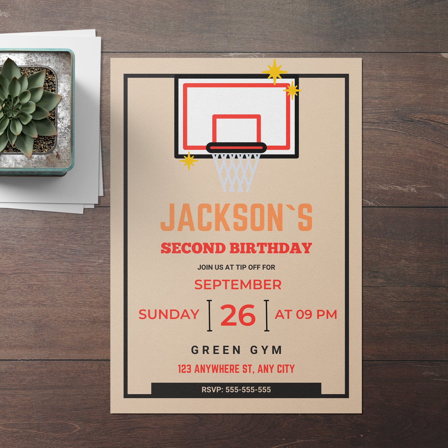 Rookie Of The Year Basketball Birthday Invitation Template