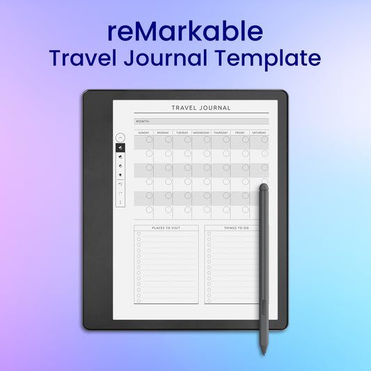 reMarkable 2 Travel Journal Template Planner Template