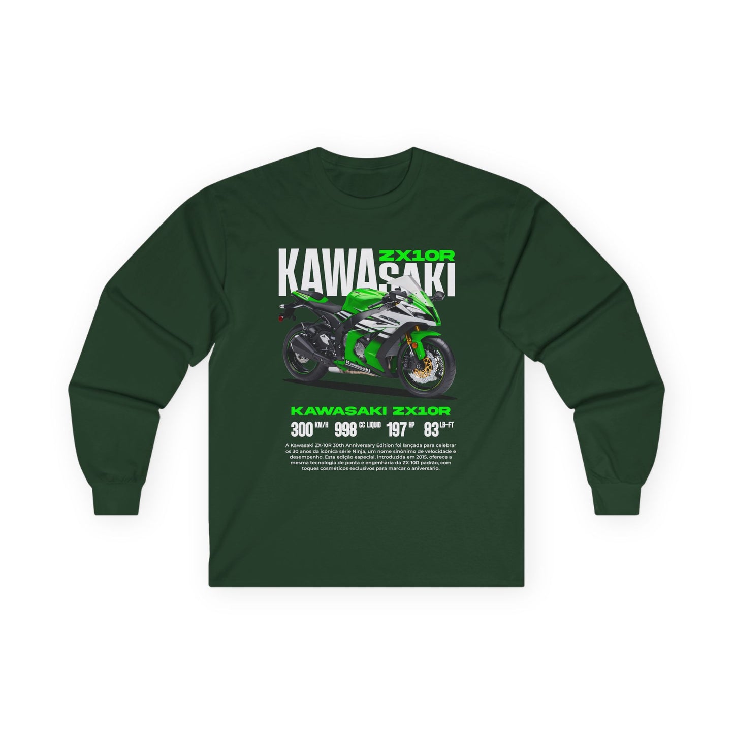 Kawasaki Ninja ZX-10R Unisex Ultra Cotton Long Sleeve Tee - Perfect T-shirt Gift for Motorcycle Enthusiasts - CreativeRino