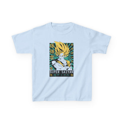 Super Saiyan Kids Heavy Cotton Tee - Fun Anime T-Shirt for Young Fans - CreativeRino