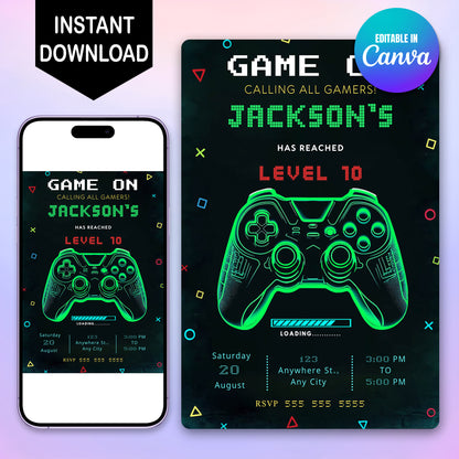 Video Game Invitation Template - CreativeRino