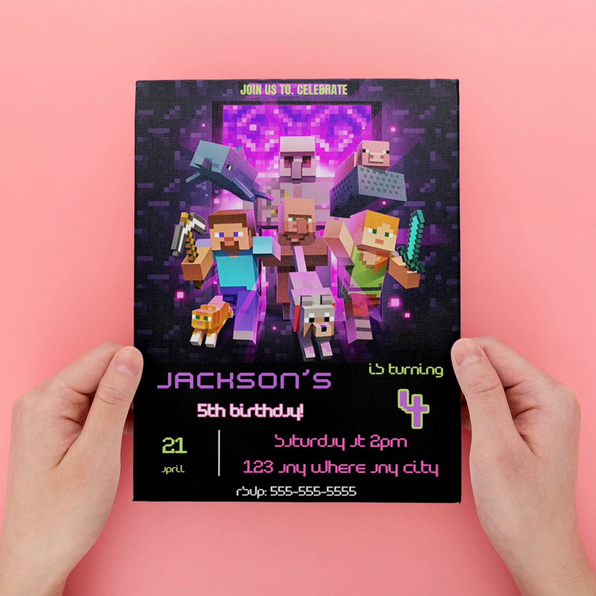 Minecraft Birthday Invitation Template - CreativeRino