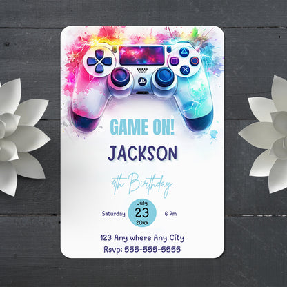 Video Game Birthday Invitation Template - CreativeRino