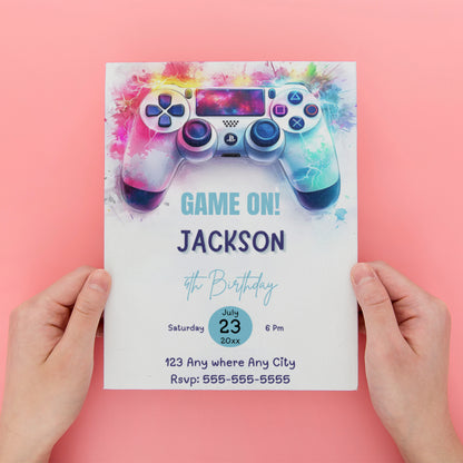 Video Game Birthday Invitation Template - CreativeRino