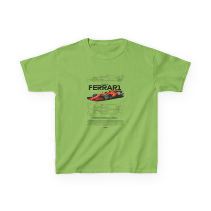 Kids Ferrari Formula 1 Tee - Heavy Cotton Racing Shirt - CreativeRino