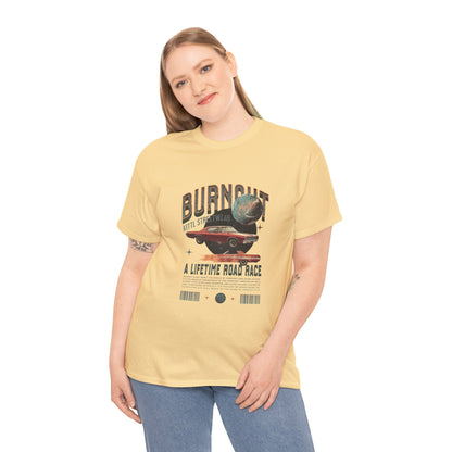 Burnout Road Race Unisex Heavy Cotton Tee - Vintage Graphic T-Shirt for Car Enthusiasts - CreativeRino