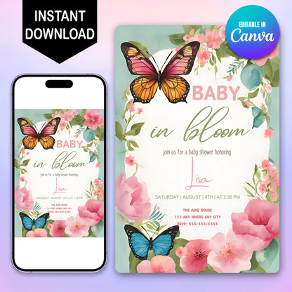 Baby in Bloom Invitation Template - CreativeRino
