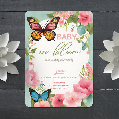 Baby in Bloom Invitation Template - CreativeRino