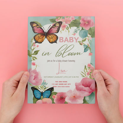 Baby in Bloom Invitation Template - CreativeRino