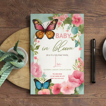 Baby in Bloom Invitation Template - CreativeRino
