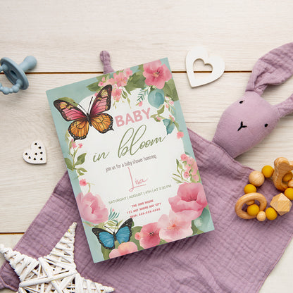 Baby in Bloom Invitation Template - CreativeRino