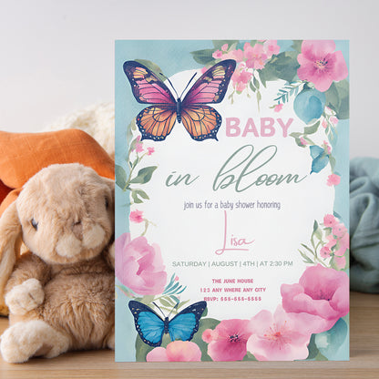 Baby in Bloom Invitation Template - CreativeRino