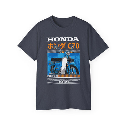 Honda C70 Retro Unisex Ultra Cotton Tee - Vintage Motorcycle Graphic T-shirt - CreativeRino