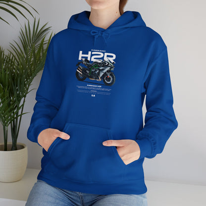 Kawasaki Ninja H2R Motorcycle Enthusiast Heavy Blend Hooded Sweatshirt - CreativeRino