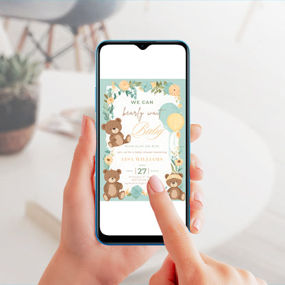 We Can Bearly Wait Baby Shower Invitation Template - CreativeRino