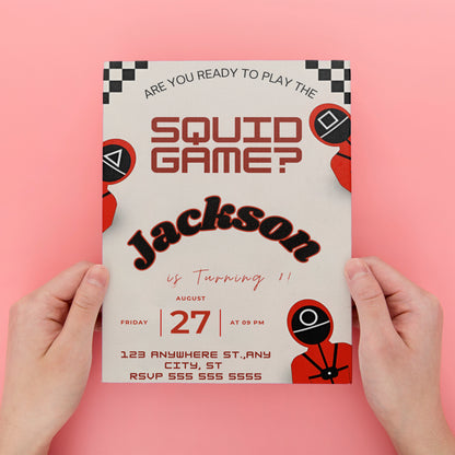 Squid Game Birthday Invitation Template - CreativeRino
