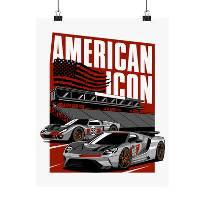 American Icon Matte Vertical Poster - Racing Car Art for Enthusiasts - CreativeRino
