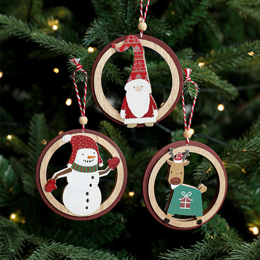 Colorful Wooden Christmas Pendants Set | Santa Claus, Snowman Tree Ornaments Decor eprolo