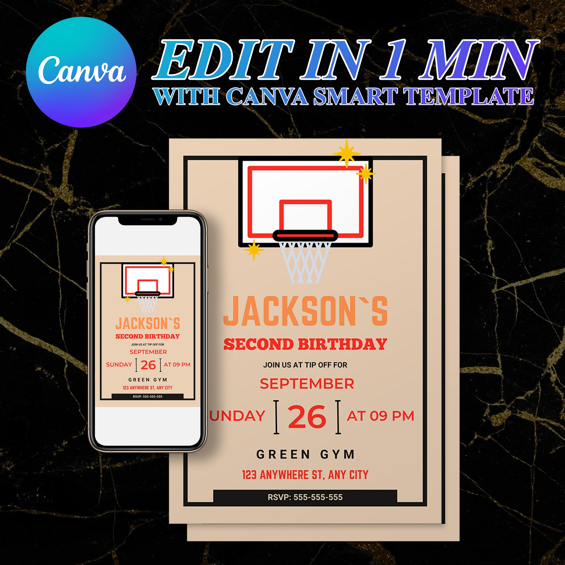 Rookie Of The Year Basketball Birthday Invitation Template - CreativeRino