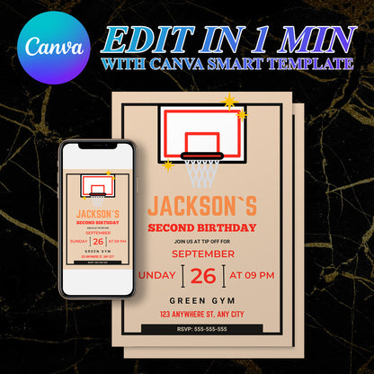 Rookie Of The Year Basketball Birthday Invitation Template - CreativeRino