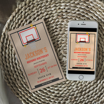 Rookie Of The Year Basketball Birthday Invitation Template - CreativeRino