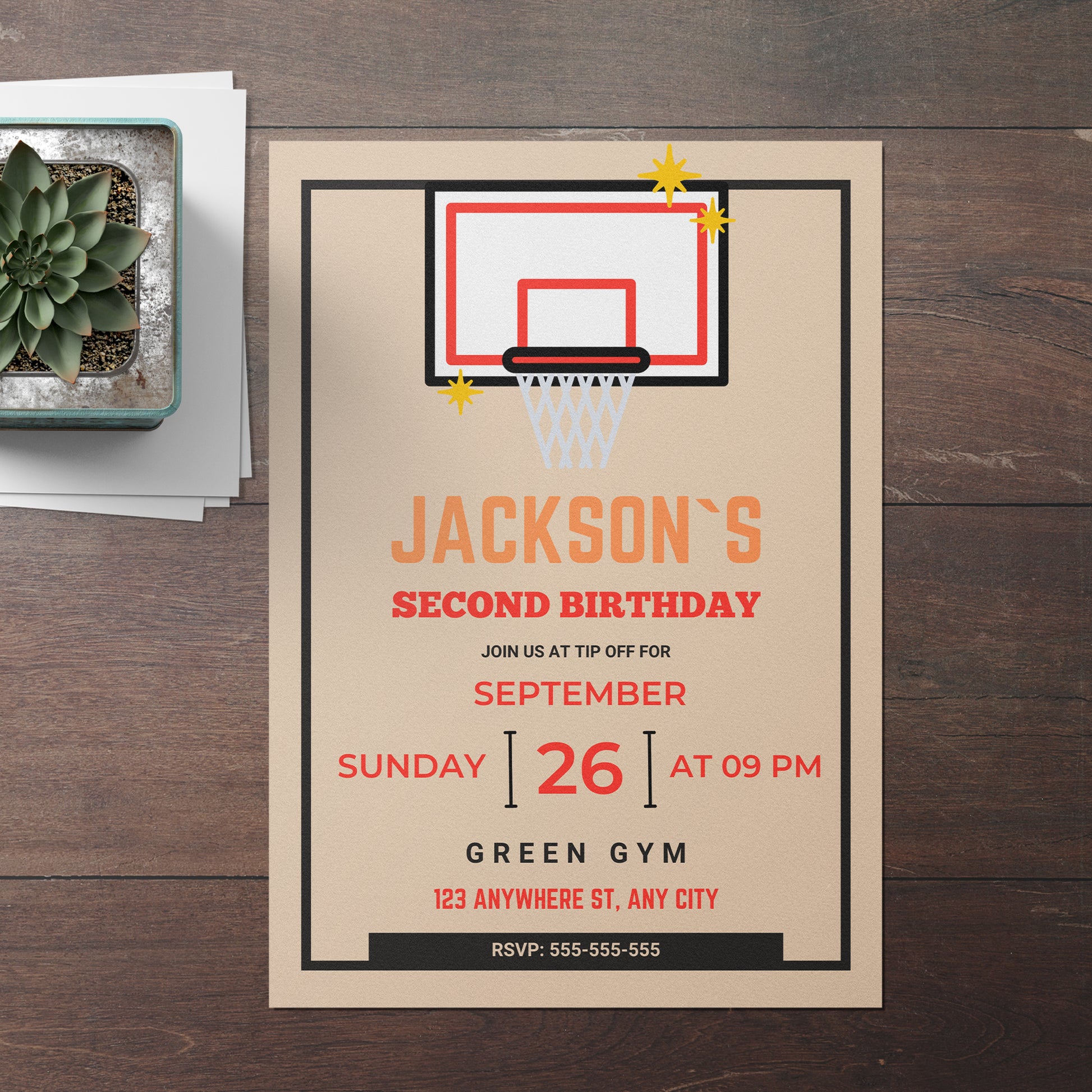 Rookie Of The Year Basketball Birthday Invitation Template - CreativeRino