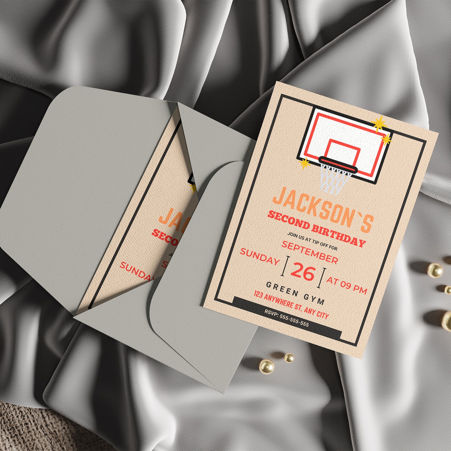 Rookie Of The Year Basketball Birthday Invitation Template - CreativeRino