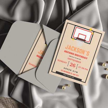 Rookie Of The Year Basketball Birthday Invitation Template - CreativeRino