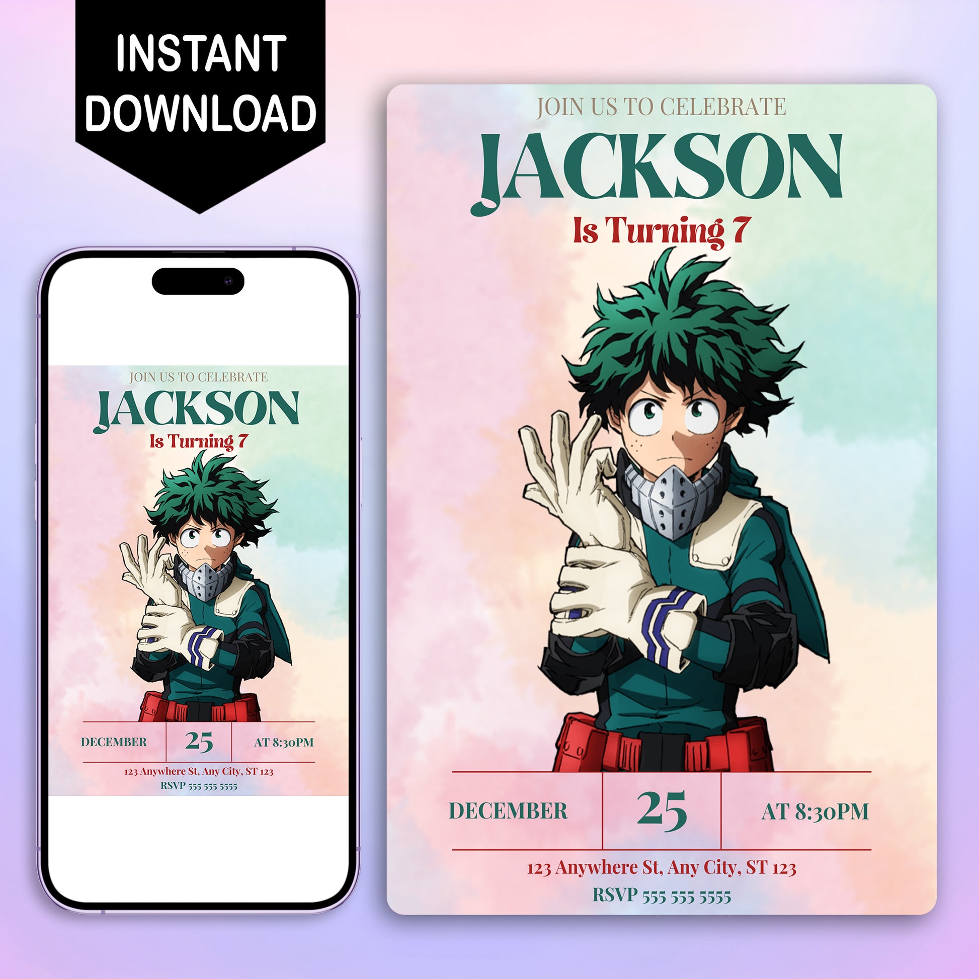 My hero Academia Birthday Invitation Template - CreativeRino