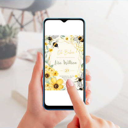 Bee baby shower Invitation Template - CreativeRino