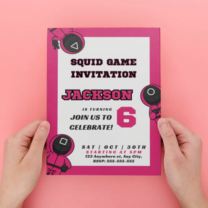 Squid Game Birthday Invitation Template - CreativeRino
