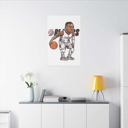 Damian Lillard Basketball Canvas Art - Animated Sports Decor for Fans - CreativeRino