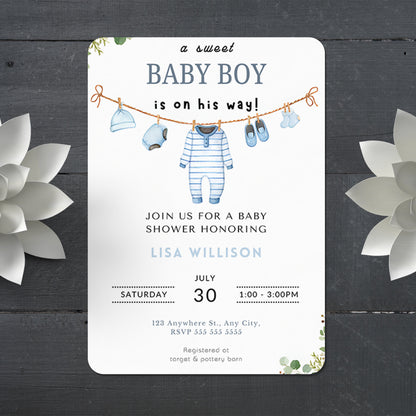 Boy Baby Shower Invitation Template - CreativeRino