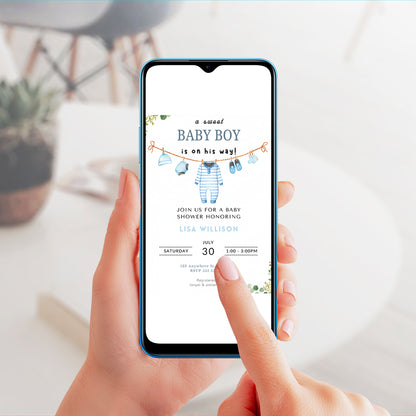 Boy Baby Shower Invitation Template - CreativeRino