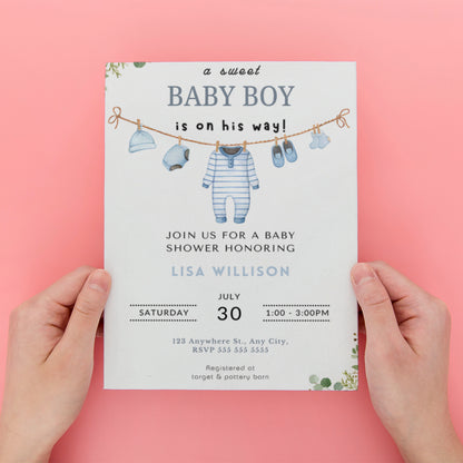 Boy Baby Shower Invitation Template - CreativeRino