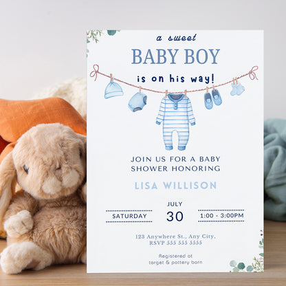 Boy Baby Shower Invitation Template - CreativeRino
