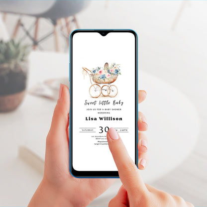 Sweet Little Baby Shower Invitation Template - CreativeRino