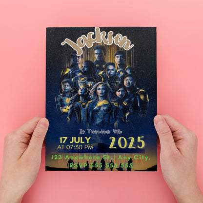 Eternals Birthday Invitation Template - CreativeRino