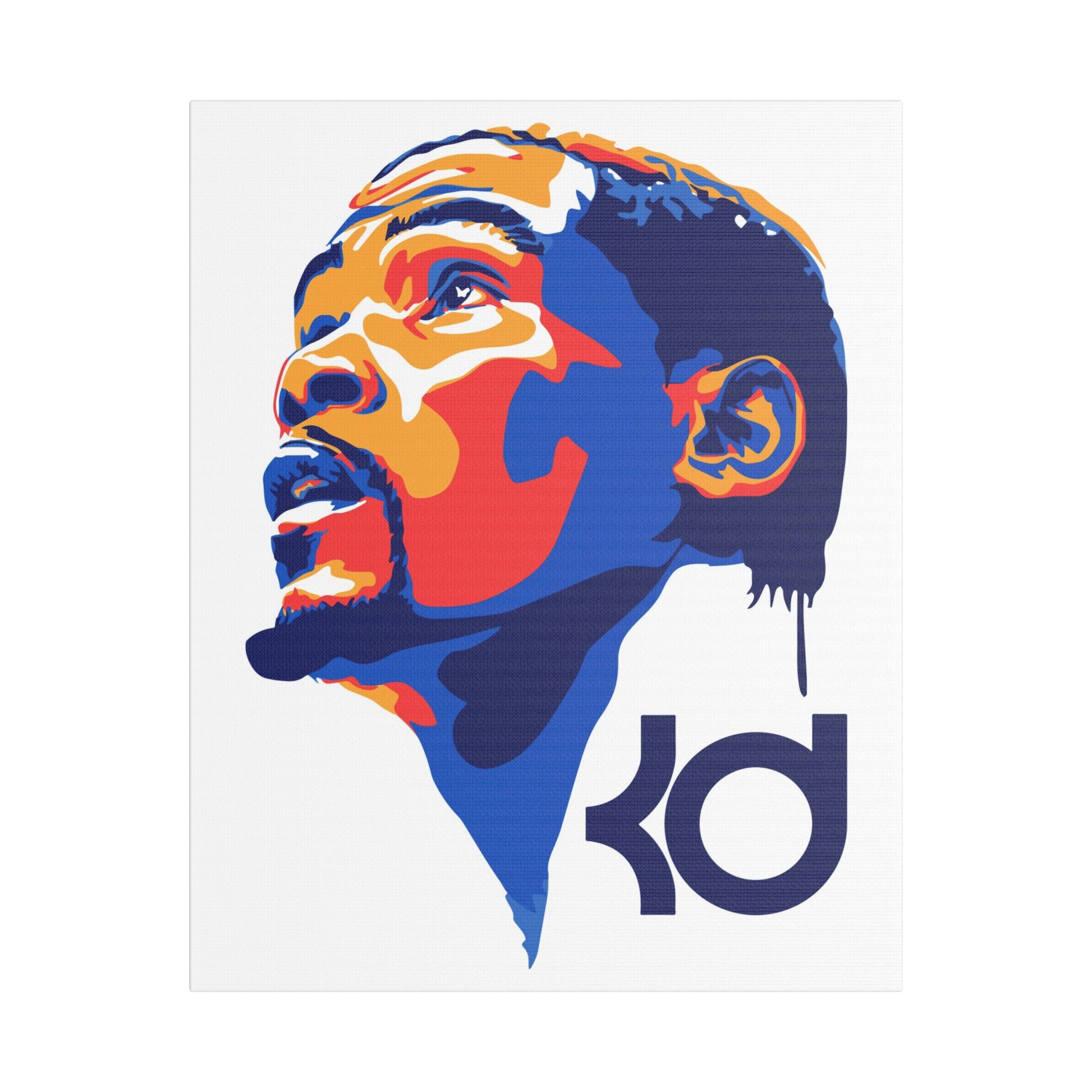 Basketball Satin Canvas Art Print - Kevin Durant Portrait - CreativeRino