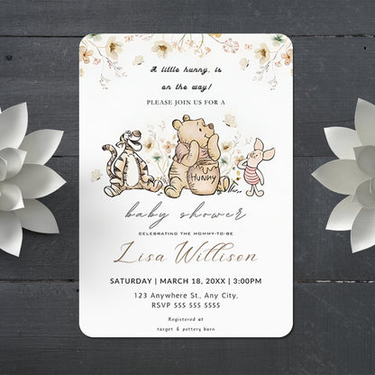 Winnie The Pooh Baby Shower Invitation Template - CreativeRino