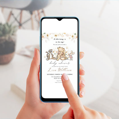 Winnie The Pooh Baby Shower Invitation Template - CreativeRino