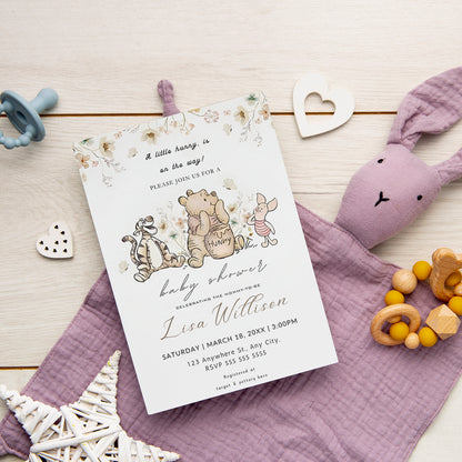 Winnie The Pooh Baby Shower Invitation Template - CreativeRino