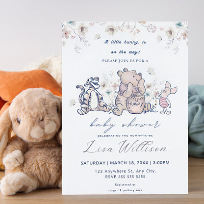 Winnie The Pooh Baby Shower Invitation Template - CreativeRino