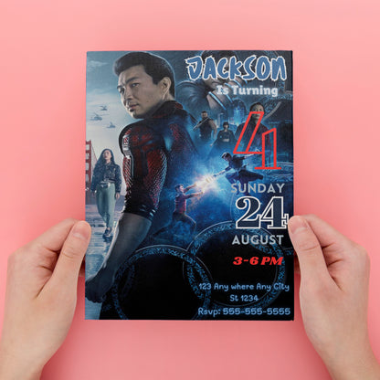 Shang-Chi and The Legend of The Ten Rings Birthday Invitation Template - CreativeRino