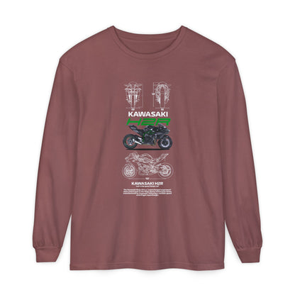 Kawasaki H2R Unisex Long Sleeve T-Shirt - Vintage Motorcycle Graphic Tee - CreativeRino